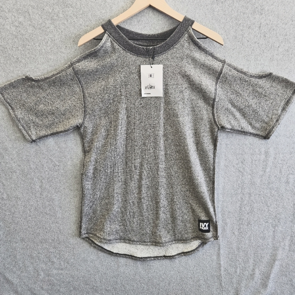 IVY PARK Cold Cut Out Shoulder Oversized Sweatshirt Dress in Mid Gray NWT sz S